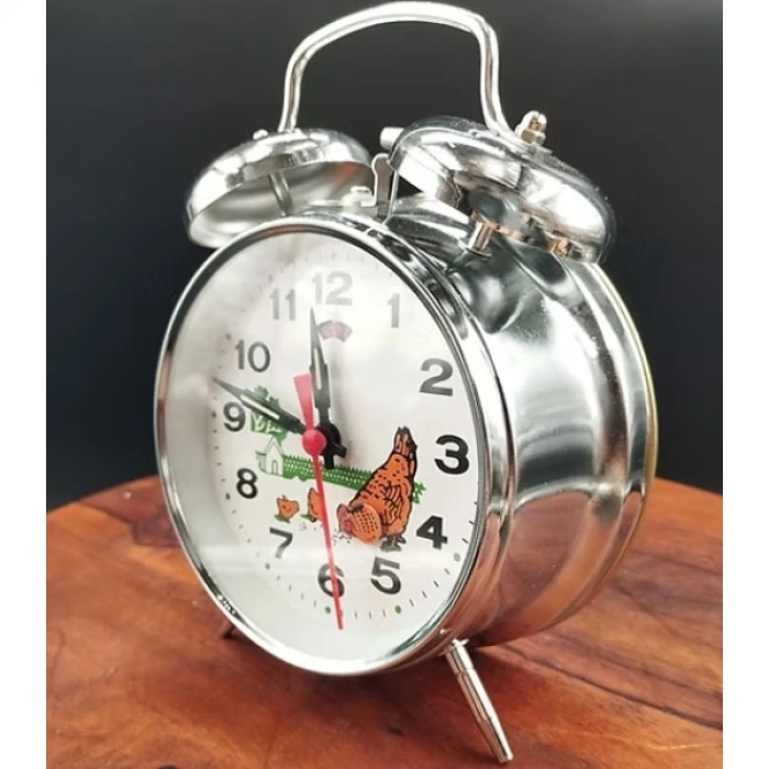 Nevamel® Nostaljik Kurmalı Horozlu Çalar Saat Büyük Boy