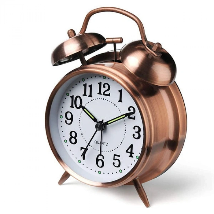 Nevamel Nostaljik Metal Çalar Masa Saati Orta Boy