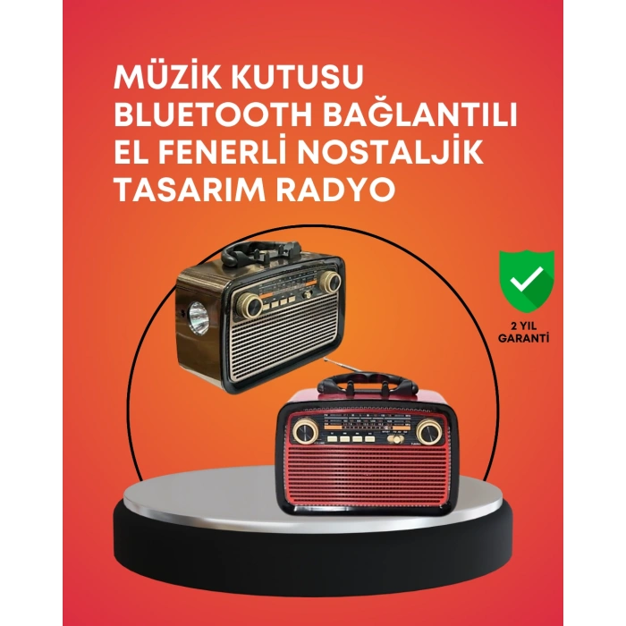 Nevamel Nostaljik Radyo Görünümlü Bluetooth Hoparlör – FM/AM Yayın Kablosuz Bağlantı Şarj Edilebilir