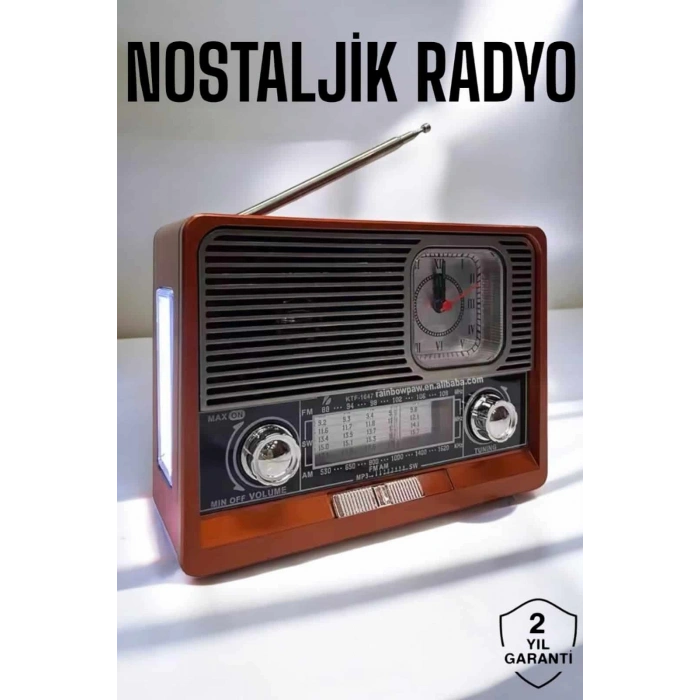 Nevamel® Nostaljik Radyo USBAUX Ve SD Kart Girişli Bluetooth Bağlantılı