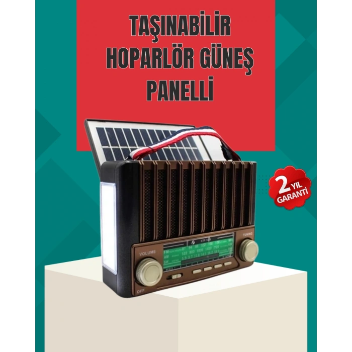 Nevamel® Nostaljik Tasarımlı Solar Şarjlı Radyo AM FM SW ve Bluetooth