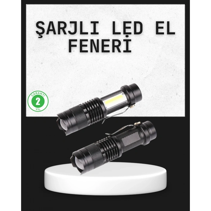 Nevamel Odak Ayarlı 2000 Lümen Şarjlı LED El Feneri