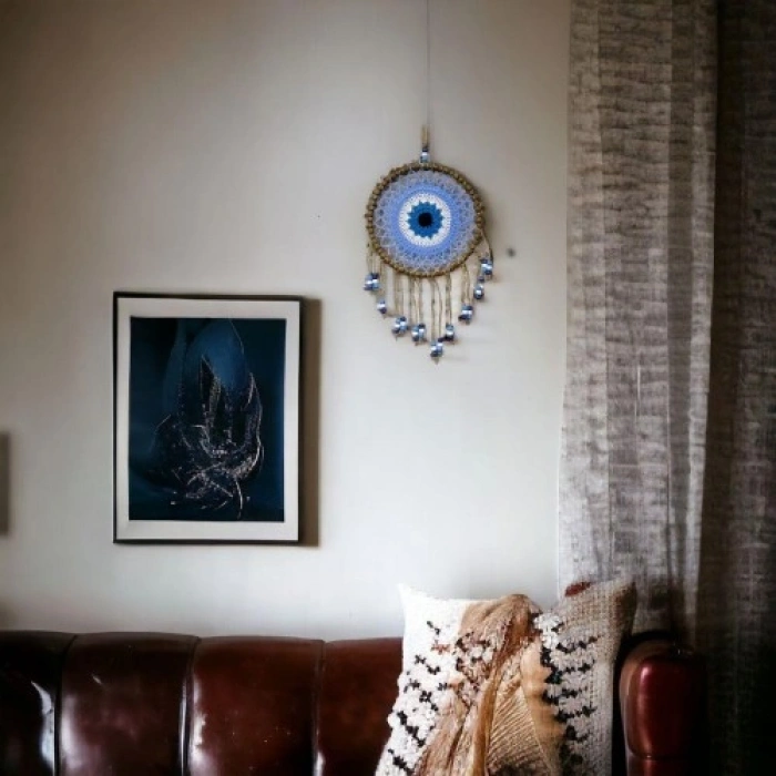 Nevamel Örgülü Duvar Süsü Buz Mavisi Örgü Duvar Süsü