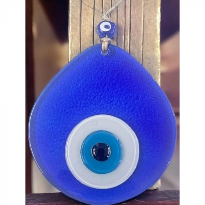 Nevamel Orta Boy Şeffaf Mavi Damla Desen Nazar Boncuklu Duvar Dekoru Cam Duvar Süsü