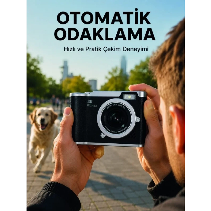 Nevamel® Otomatik Odaklamalı 4K Dijital Kamera 2.4 İnç HD Ekran