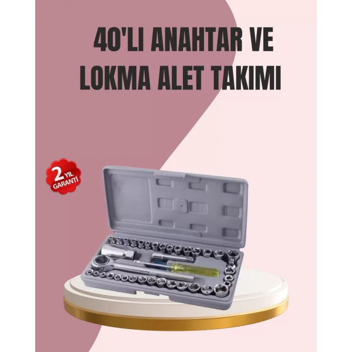 Nevamel® Otomotiv ve Ev Kullanımı İçin 40 Parça Lokma Anahtar Seti Taşıma Çantalı