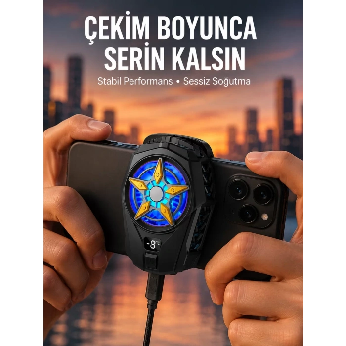 Nevamel® Oyunlar İçin Telefon Soğutucu – 65-85 mm Uyumlu Dijital Ekranlı Yeni Nesil