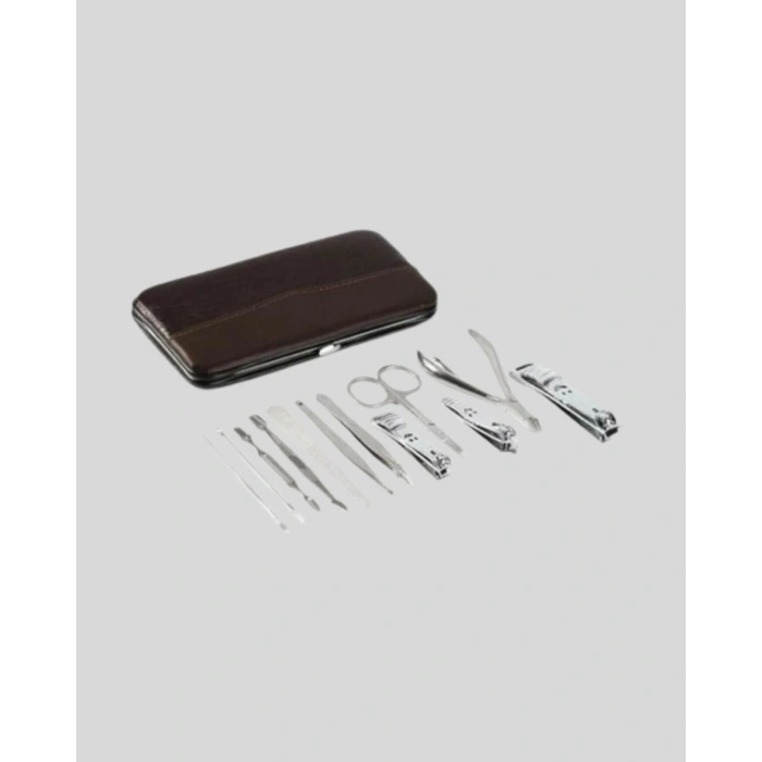 Nevamel Özel Deri Çantalı 12 Parça Manikür Pedikür Bakım Seti Paslanmaz Çelik