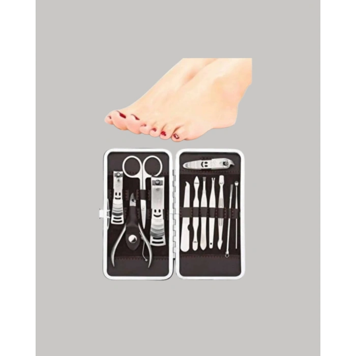 Nevamel Özel Deri Çantalı 12 Parça Manikür Pedikür Bakım Seti Paslanmaz Çelik