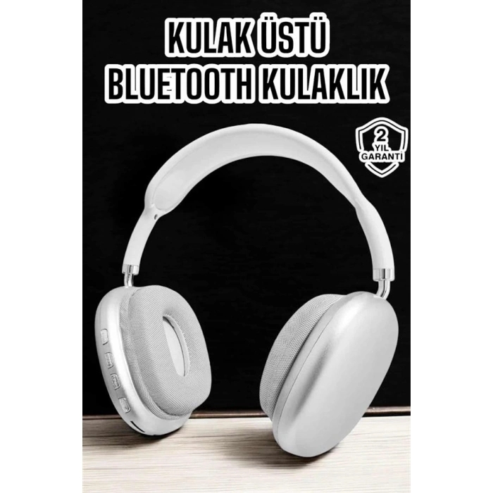 Nevamel P9 Plus Kablosuz Kulak Üstü Bluetooth Kulaklık Beyaz Yüksek Ses Kaliteli