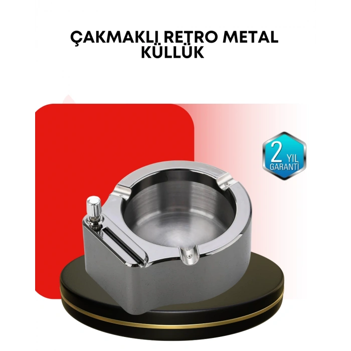 Nevamel® Paslanmaz Çakmaklı Küllük Modern Masa Üstü Aksesuar