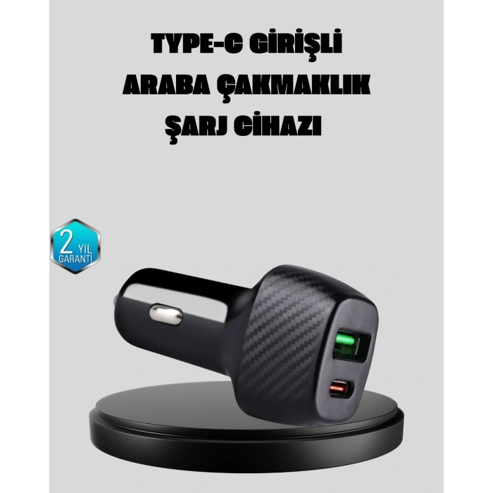 Nevamel® PD Destekli 38W Araç Şarj Başlığı Type-C + USB Çift Çıkış Hızlı Şarj
