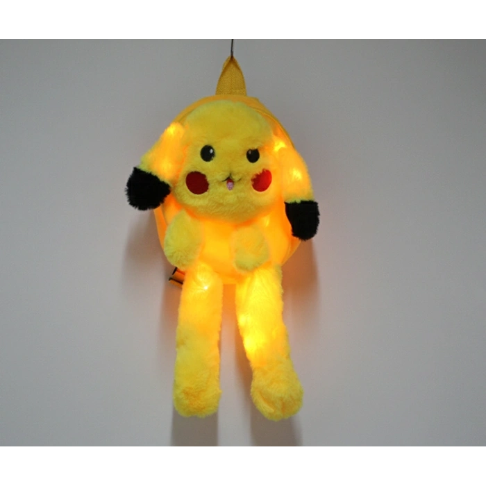 Nevamel Peluş Işıklı Oynar Kulaklı Pikachu Sırt Çantası
