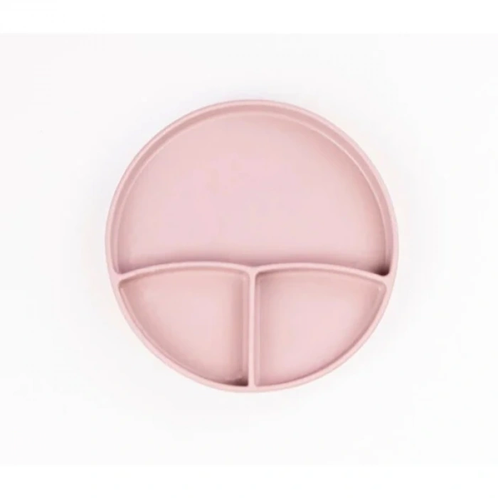 Nevamel Pembe 3’lü Silikon Yemek Seti – Önlük + Diş Kaşıyıcılı Kaşık + Vakumlu Tabak