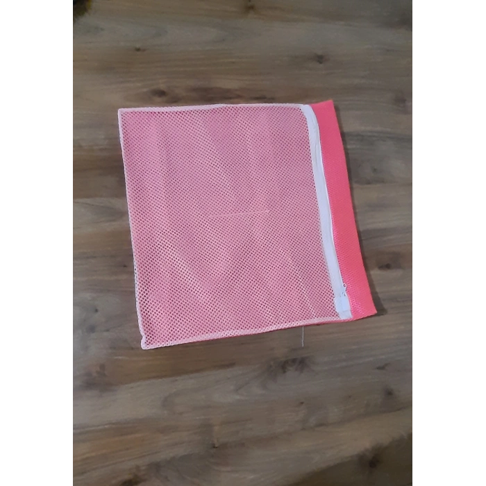 Nevamel® Pembe Fermuarlı - Hassas Çamaşır Terlik Ayakkabı Yıkama Filesi Büyük Boy (1431)