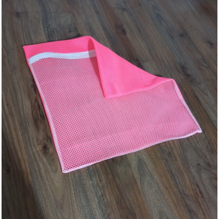 Nevamel® Pembe Fermuarlı - Hassas Çamaşır Terlik Ayakkabı Yıkama Filesi Büyük Boy (1431)