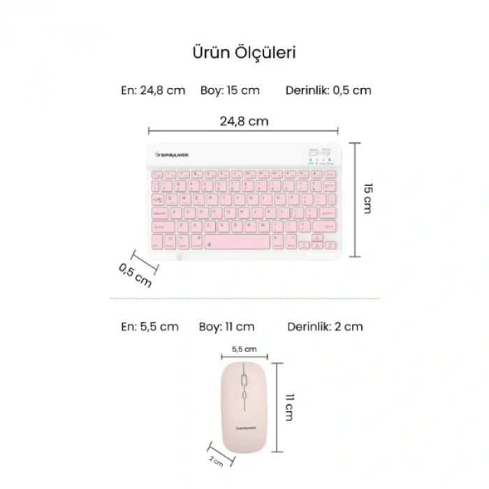 Nevamel Pembe Kablosuz Klavye Ve Mouse Seti