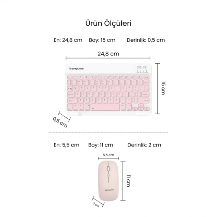 Nevamel Pembe Kablosuz Klavye Ve Mouse Seti