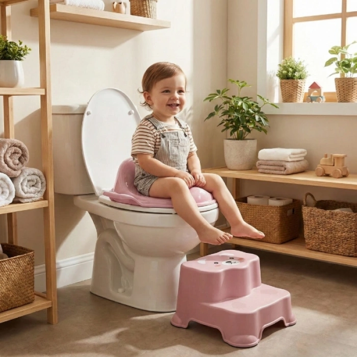 Nevamel Pembe Kulplu Çocuk Klozet Adaptörü