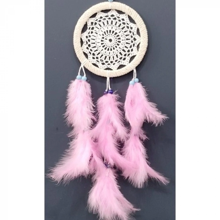 Nevamel Pembe Kuş Tüylü Dream Catcher El Yapımı Rüya Kapanı Duvar Süsü