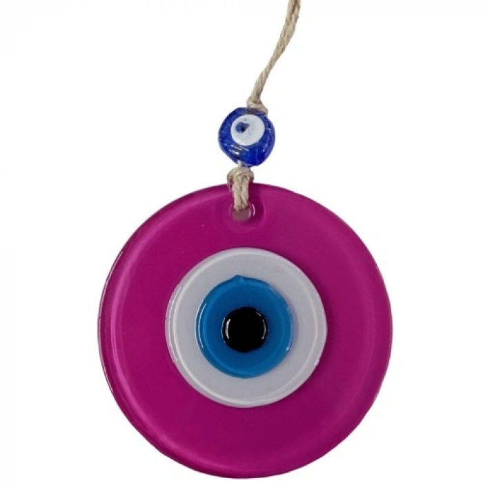 Nevamel Pembe Nazar Boncuklu Duvar Süsü 10 Cm Cam Duvar Dekoru
