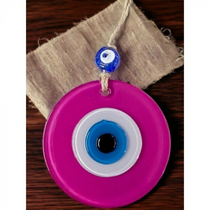 Nevamel Pembe Nazar Boncuklu Duvar Süsü 10 Cm Cam Duvar Dekoru
