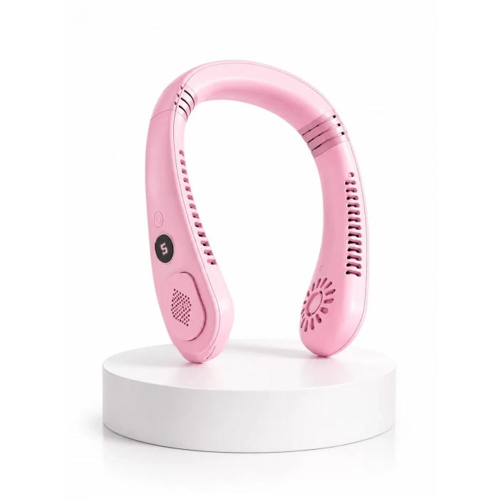 Nevamel® Pembe Taşınabilir Boyun Fanı Ergonomik Tasarım Çok Kademeli Hava Akışı
