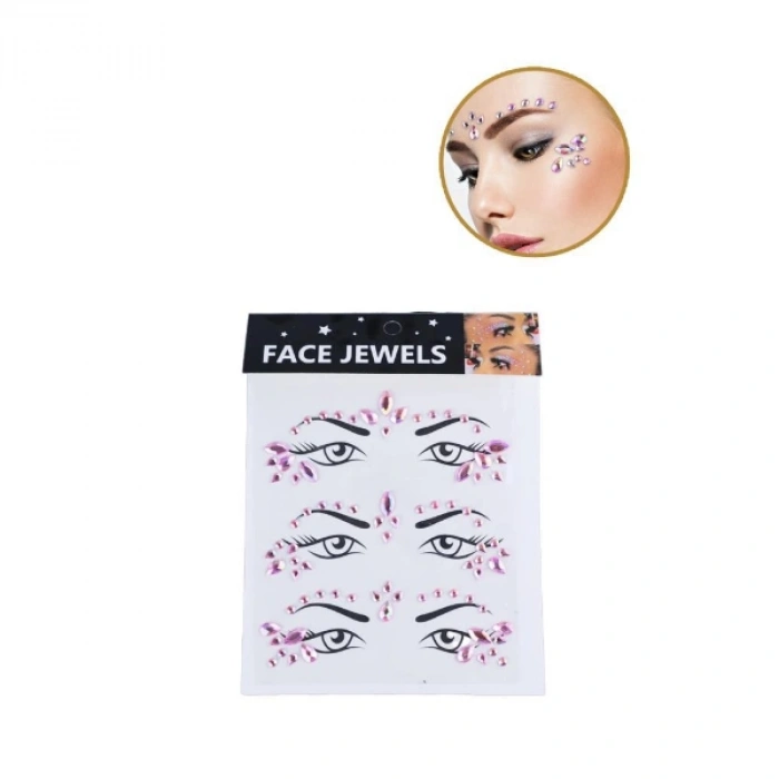 Nevamel® Pembe Taşlı Makyaj Yüz Süsü