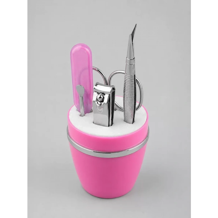 Nevamel® Pembe Tırnak Bakım Seti Cımbız Makas Tırnak Makası ve Törpü İçeren Kit