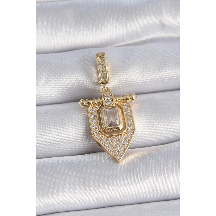 Nevamel® Pirinç Gold Renk Baget Zirkon Taşlı Ajda Charm 5886