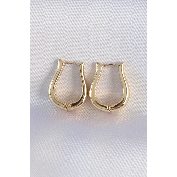 Nevamel® Pirinç Gold Renk İçi Boş Gül Küpe 5886