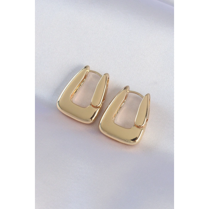 Nevamel® Pirinç Gold Renk Kalın Küpe 5886