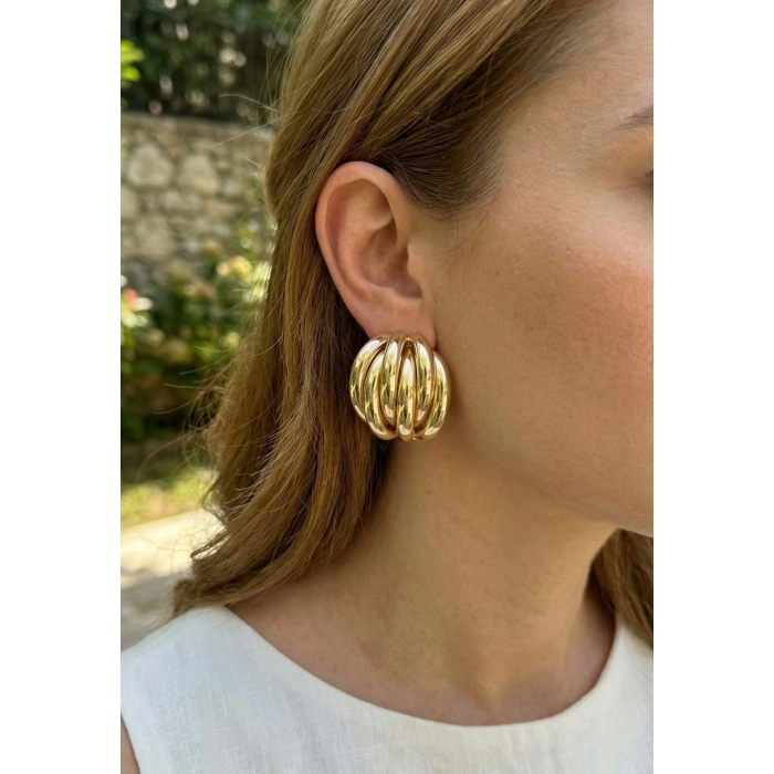 Nevamel® Pirinç Gold Renk Vintage Kadın Küpe 5886