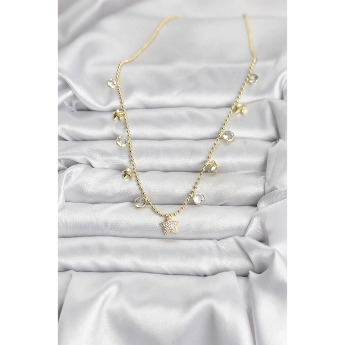 Nevamel® Pirinç Gold Renk Yıldız Model Kadın Kolye 5886