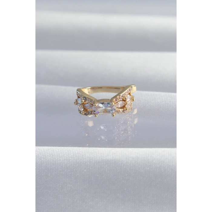 Nevamel® Pirinç Gold Renk Zirkon Taş Kaplama Earcuff Küpe 5886