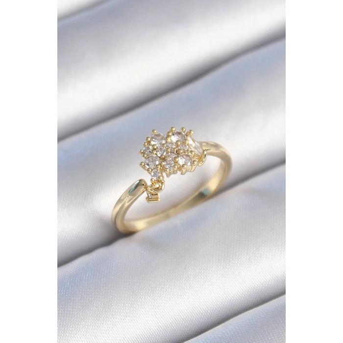Nevamel® Pirinç Gold Renk Zirkon Taşlı Kadın Yüzük 5886