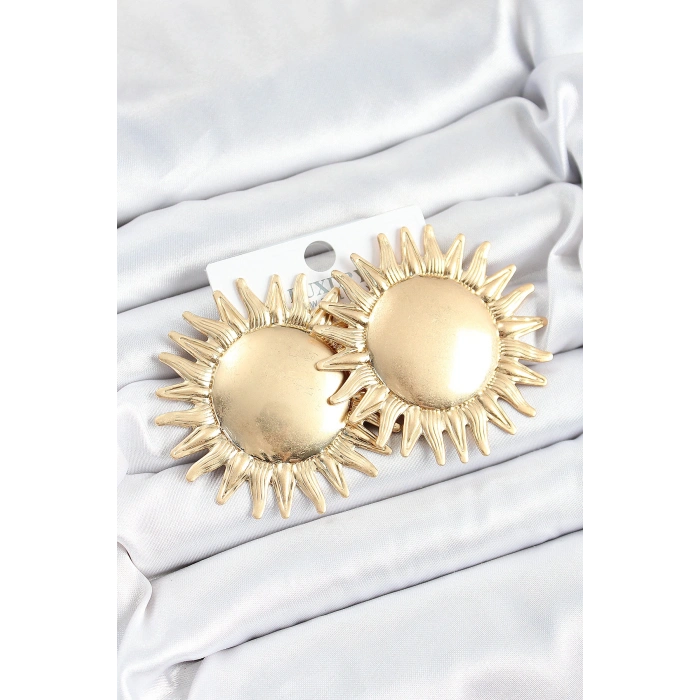 Nevamel® Pirinç Güneş Model Gold Renk Kadın Küpe 5886
