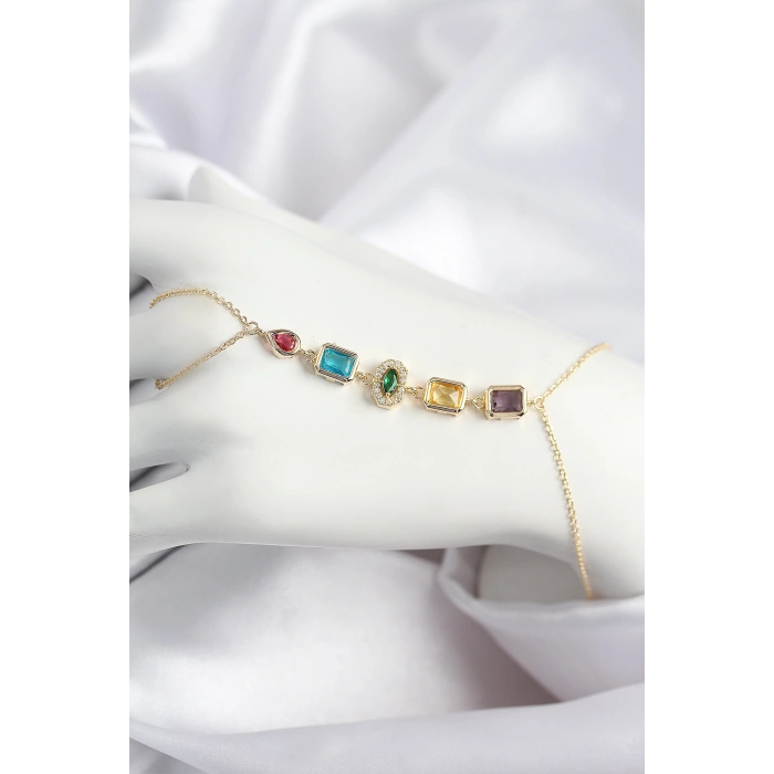Nevamel® Pirinç Renkli Zirkon Taşlı Model Gold Renk Şahmeran 5886