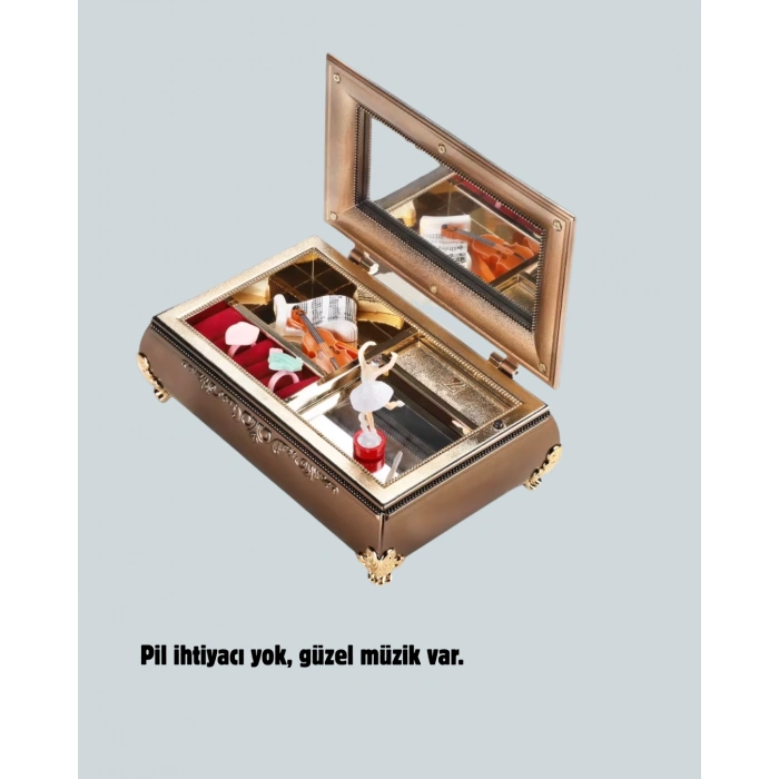 Nevamel® Piyano Şeklinde Balerinli Müzik Kutusu Takı Bölmeli Şık Model