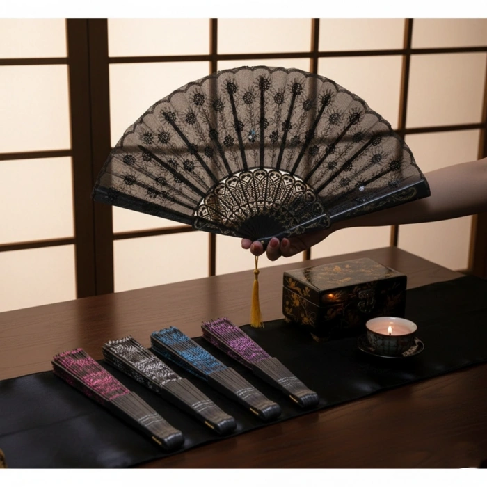 Nevamel Plastik Pullu Yelpaze Siyah Renk