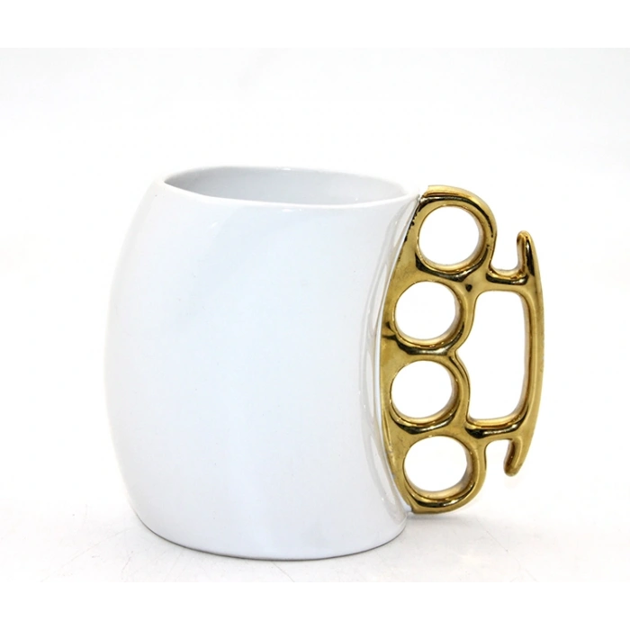 Nevamel Porselen Muşta Tasarımlı Kupa Bardak Beyaz Renk