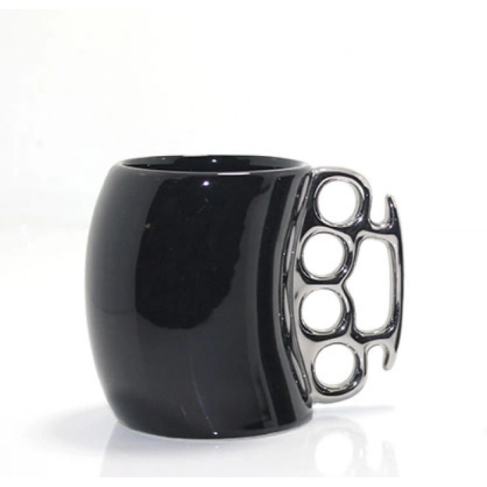 Nevamel Porselen Muşta Tasarımlı Kupa Bardak Siyah