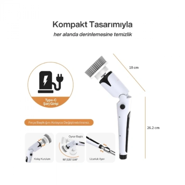 Nevamel Portatif Şarjlı Temizleme Fırçası