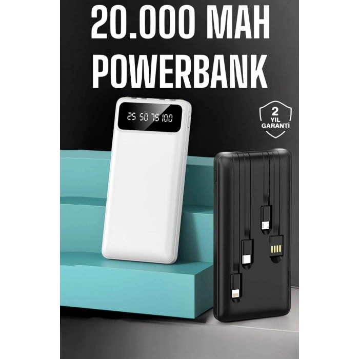 Nevamel Powerbank 20.000 Mah Dijital Göstergeli LCD Ekran Uzun Pil Ömrü