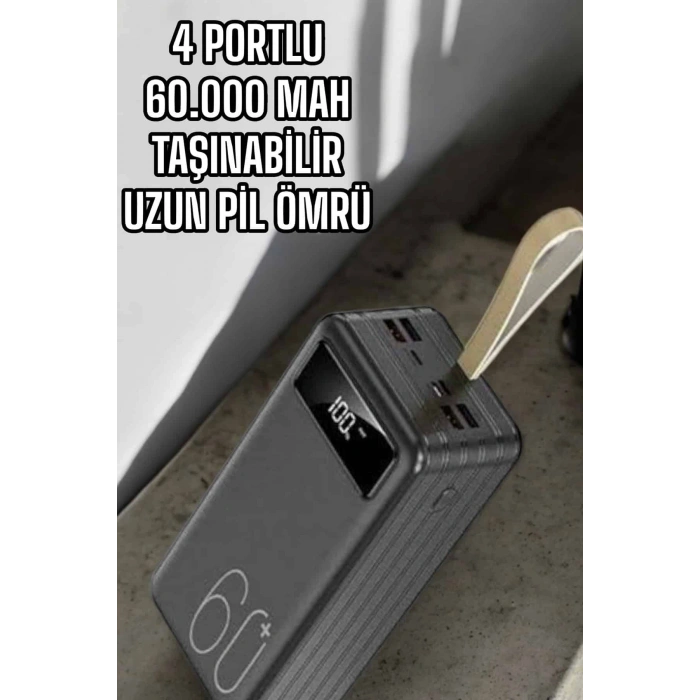 Nevamel Powerbank 60.000 MAH Dijital Göstergeli 4 Portlu Taşınabilir