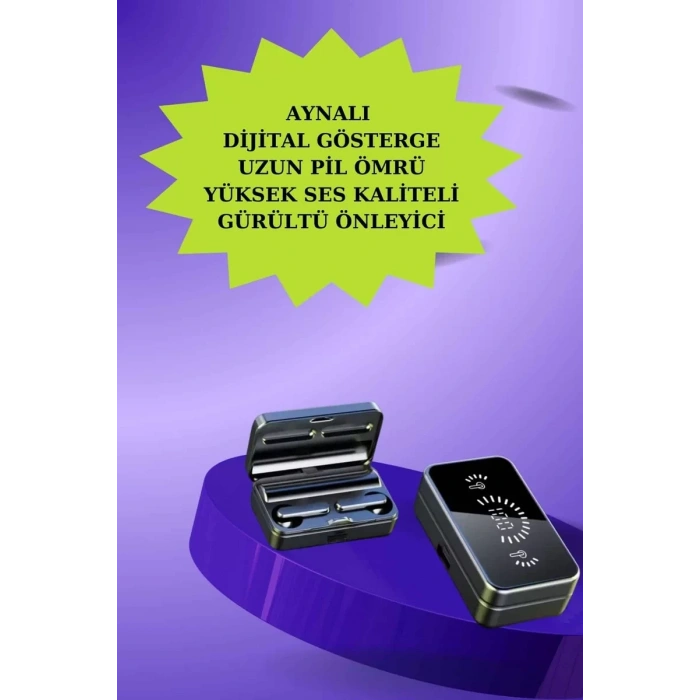 Nevamel® Powerbank Aynalı Bluetooth Kulaklık Ve Akıllı Saat Seti ANC Özelliği Dokunamatik