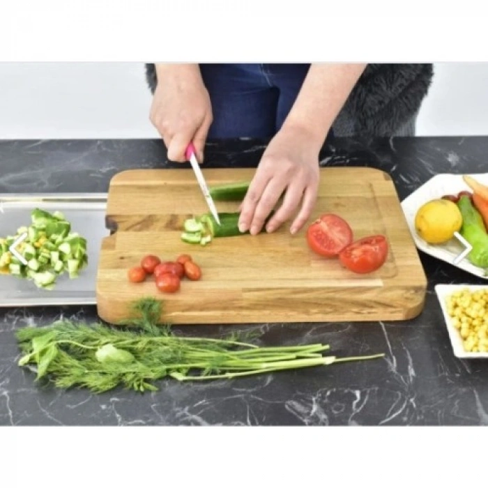 Nevamel Pratik Tepsili Ahşap Kesme Tahtası