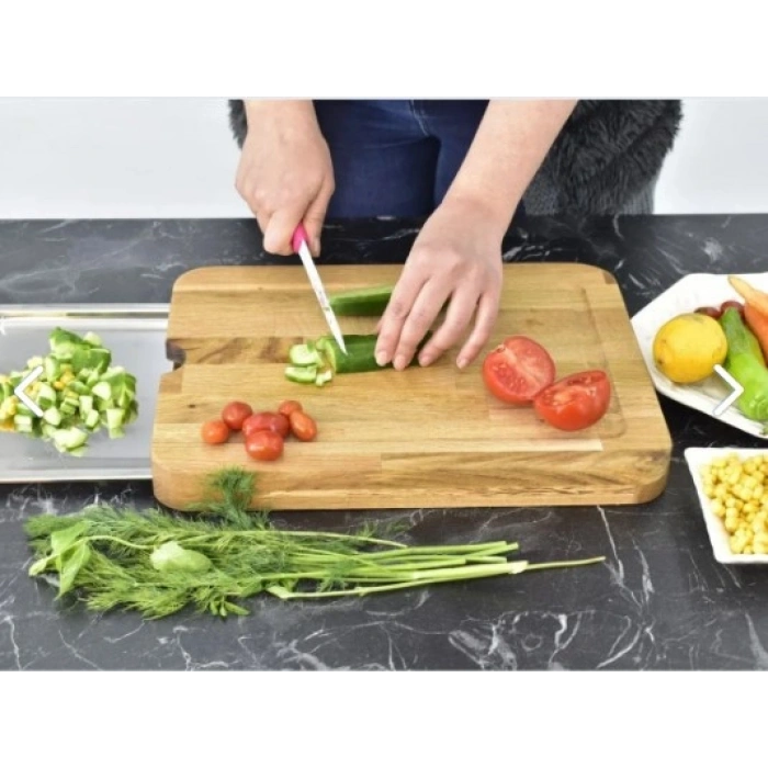 Nevamel Pratik Tepsili Ahşap Kesme Tahtası