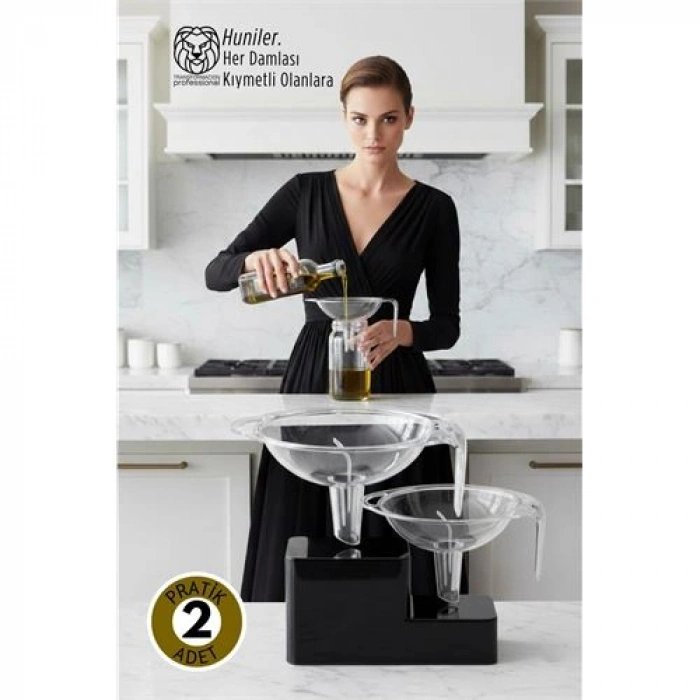 Nevamel® Premium 2li Şeffaf Huni Seti: İtalyan Tasarımı BPA Free Kristal Netliğinde Kusursuz Akış