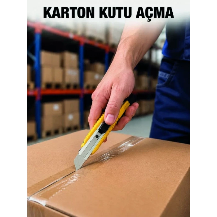 Nevamel® Profesyonel 5’li Metal Falçata Seti Çelik Gövdeli Maket Bıçağı Koli ve Karton Kesici